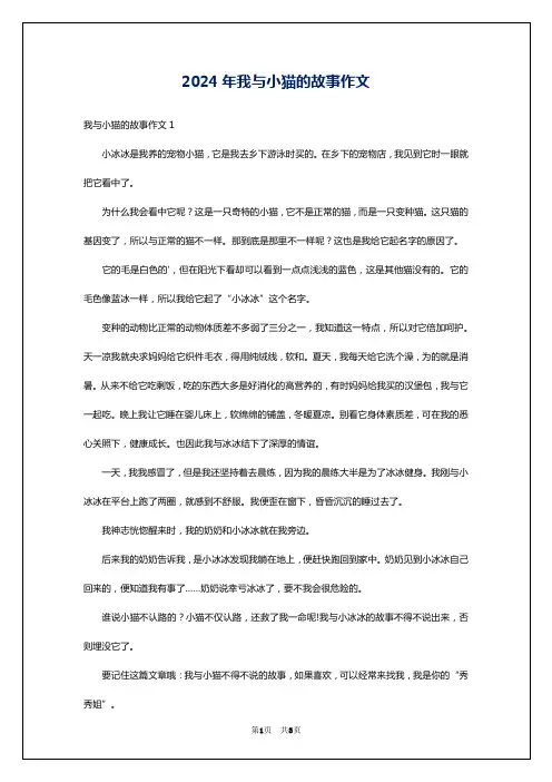 2024年我与小猫的故事作文