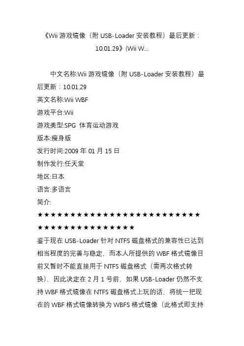 《wii游戏镜像(附usb-loader安装教程)最后更新：10.01.29》(wii w