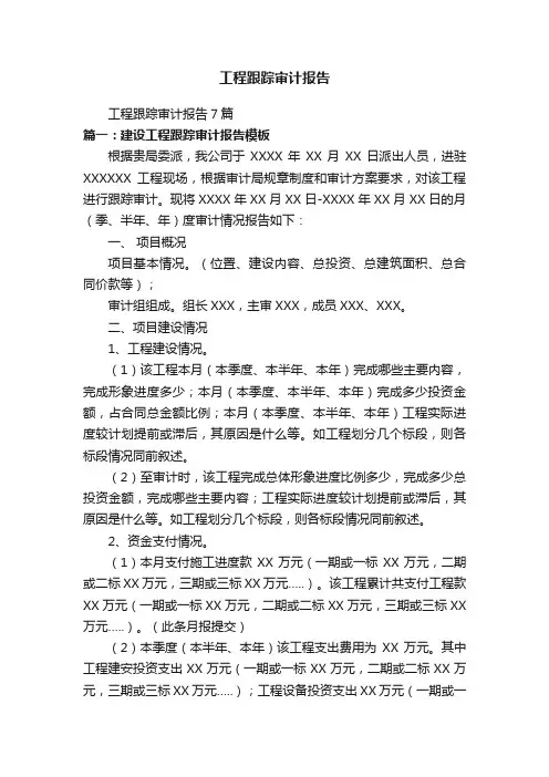工程跟踪审计报告