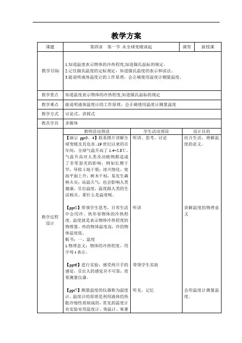 从全球变暖谈起+精品教案