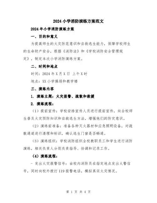 2024小学消防演练方案范文