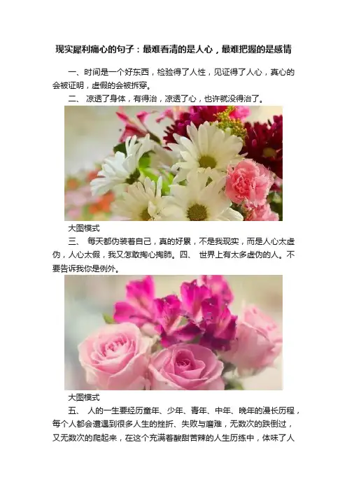 现实犀利痛心的句子：最难看清的是人心，最难把握的是感情