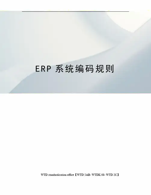 ERP系统编码规则
