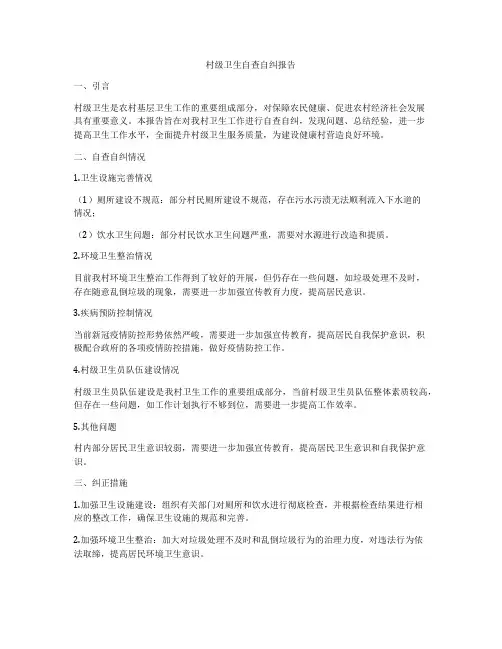村级卫生自查自纠报告