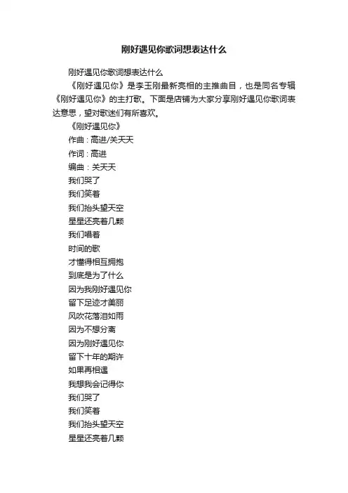 刚好遇见你歌词想表达什么