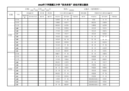 一天阳光体育活动记载表.(全校)