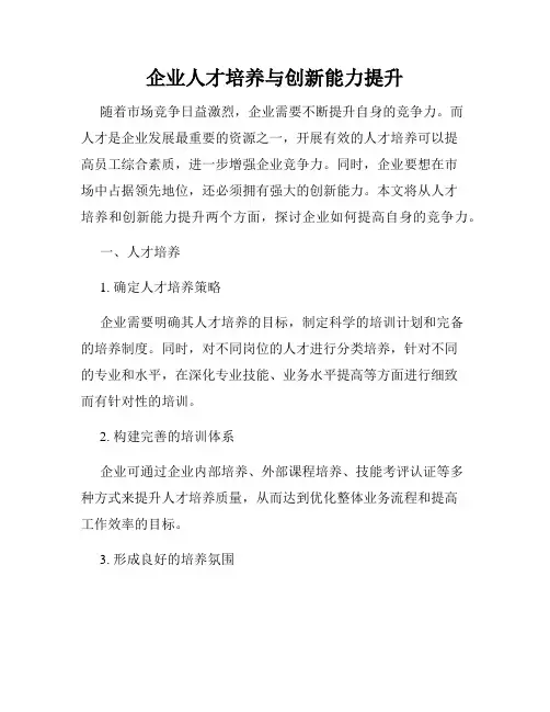 企业人才培养与创新能力提升