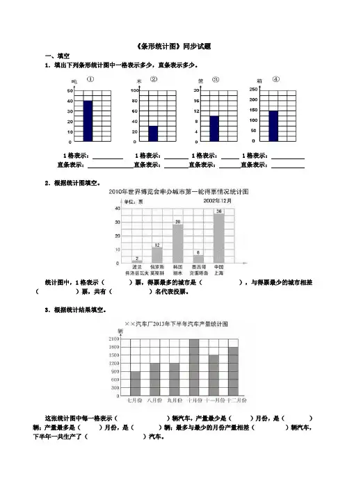 2015-2016学年度新人教版四年级上册数学第七单元条形统计图同步试题及答案
