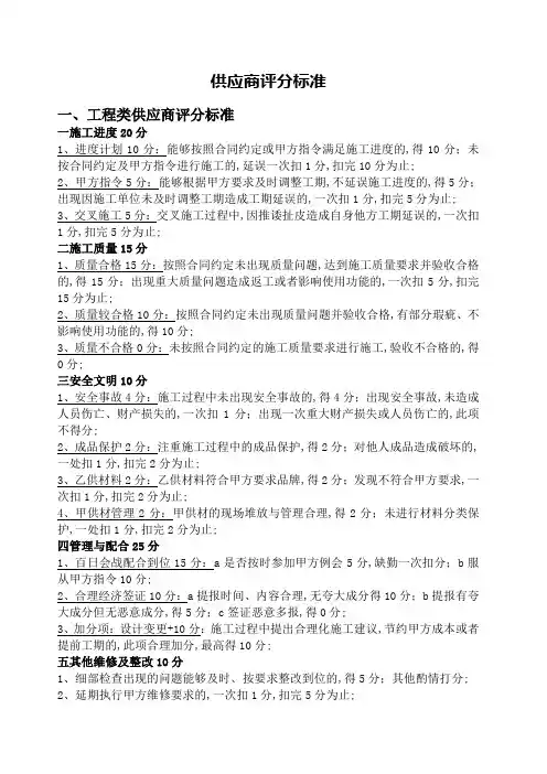 供应商评价标准