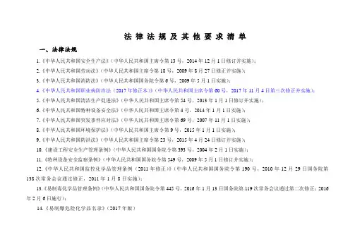 法律法规和其他要求清单