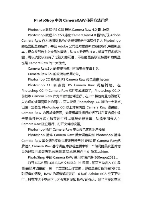 PhotoShop中的CameraRAW使用方法详解