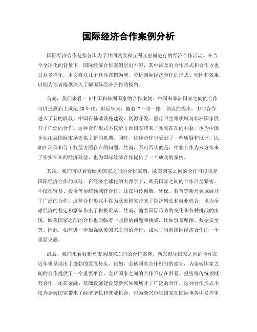 国际经济合作案例分析