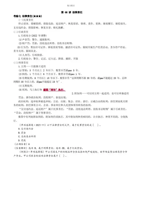 法律责任考点