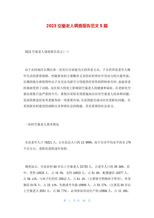 2023空巢老人调查报告范文5篇