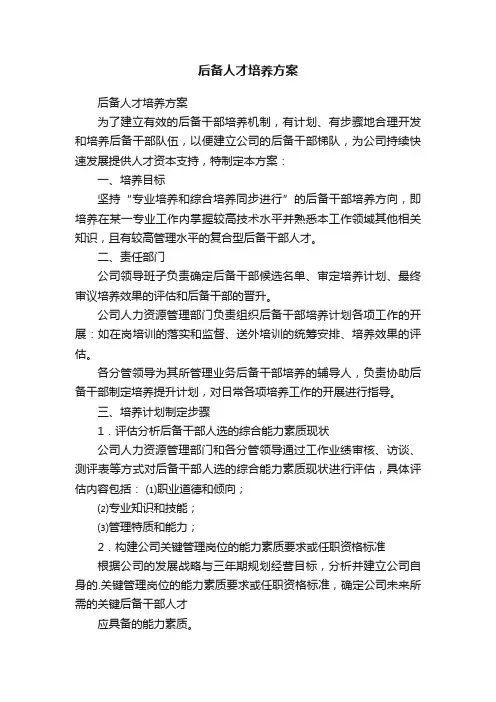 后备人才培养方案
