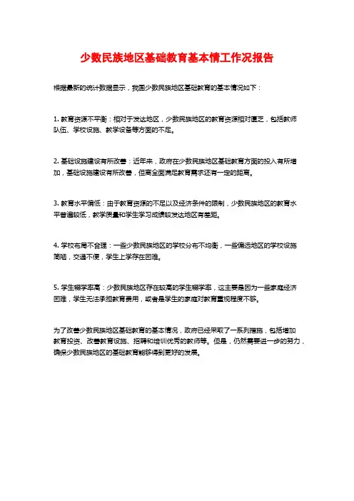 少数民族地区基础教育基本情工作况报告