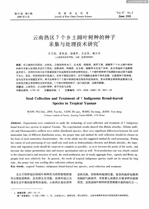 云南热区7个乡土阔叶树种的种子采集与处理技术研究