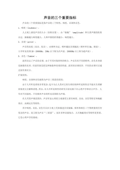 声音的三个重要指标