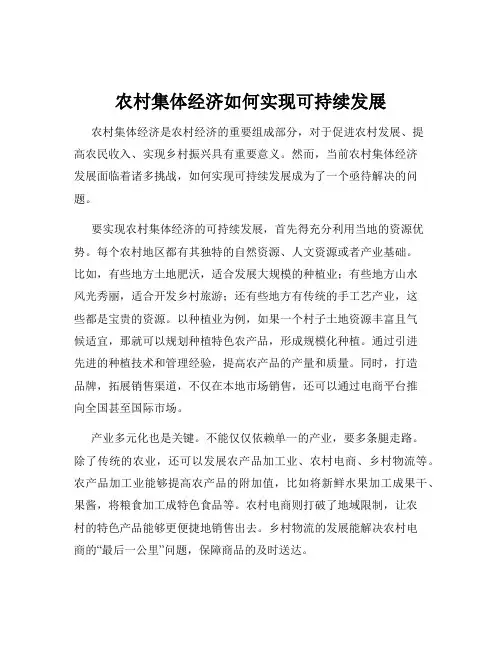 农村集体经济如何实现可持续发展