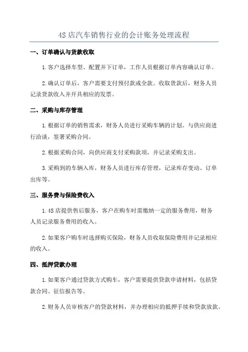 4S店汽车销售行业的会计账务处理流程