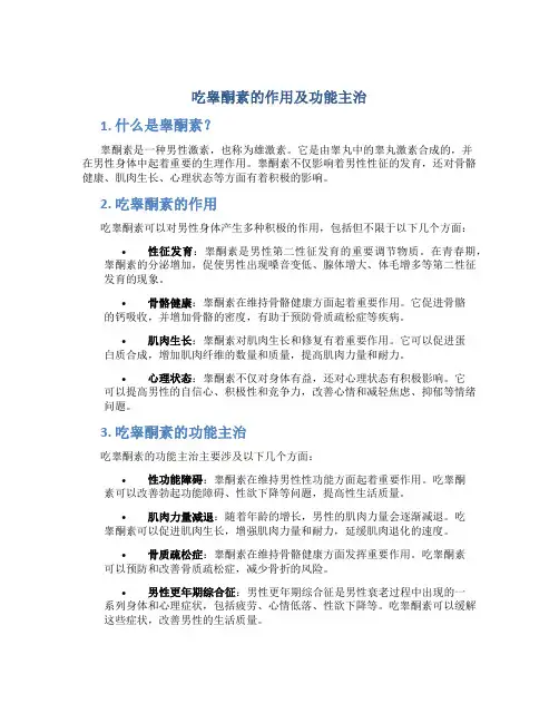 吃睾酮素的作用及功能主治