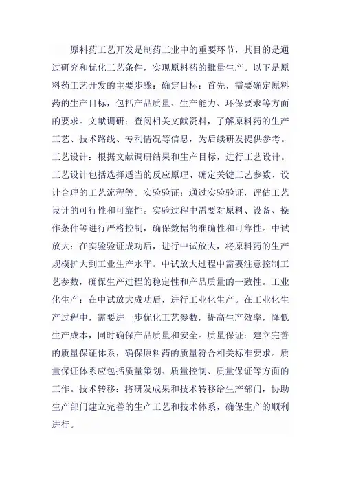 原料药工艺开发