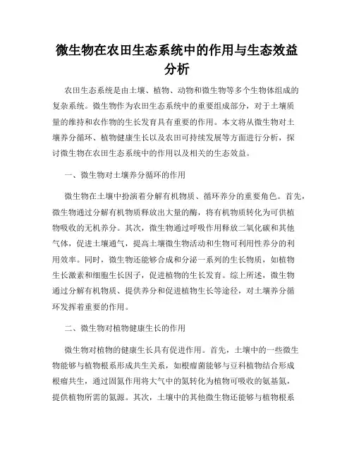 微生物在农田生态系统中的作用与生态效益分析