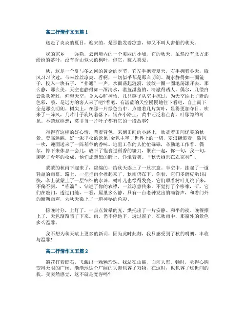 高二抒情作文五篇范文