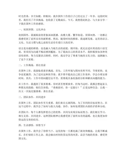 到国外工作的感言