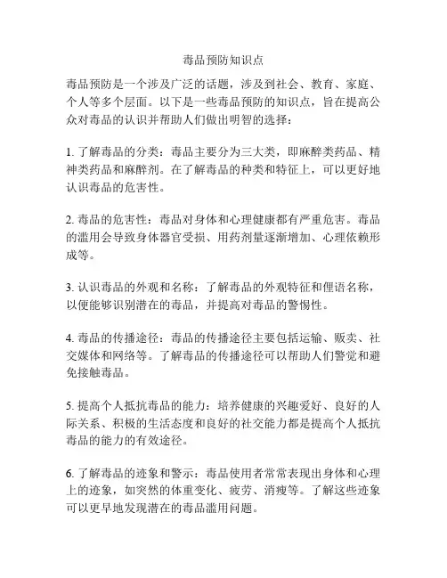 毒品预防知识点