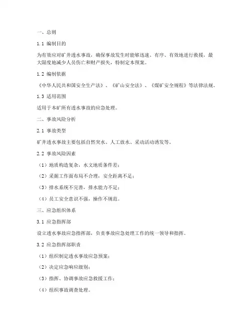透水事故应急处理预案范本