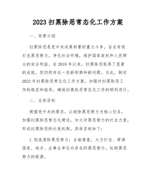 2023扫黑除恶常态化工作方案