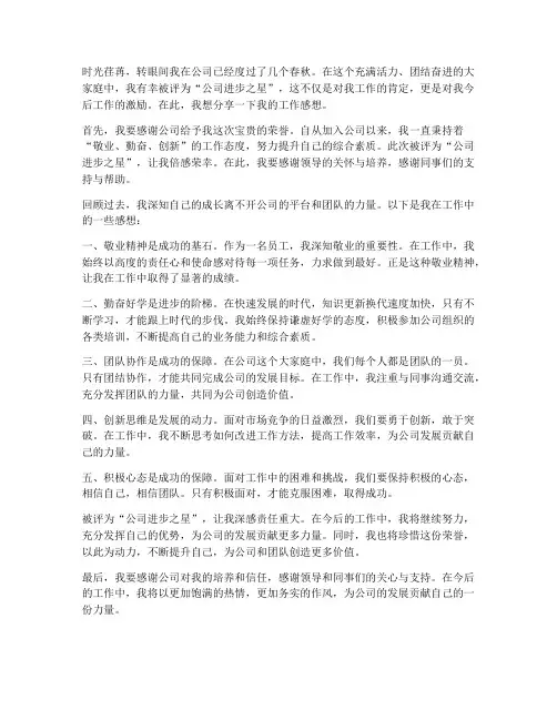 公司进步之星工作感想