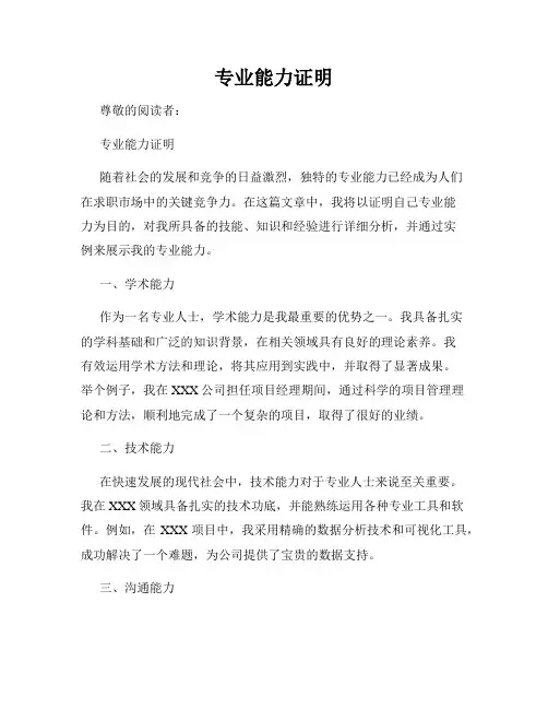 专业能力证明