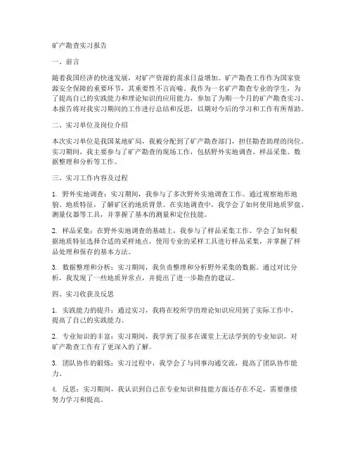 矿产勘查实习报告