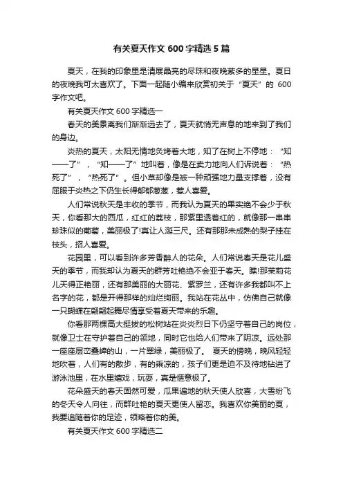 有关夏天作文600字精选5篇