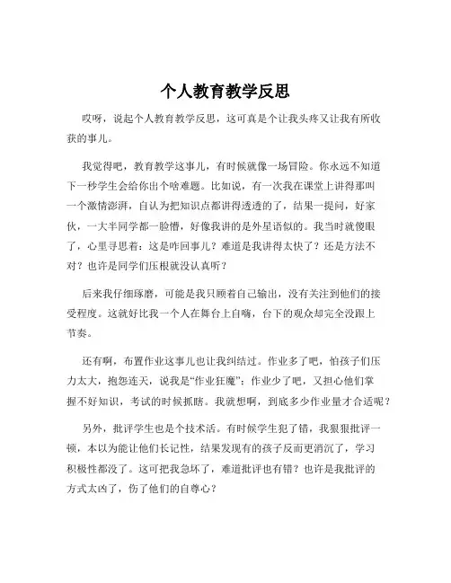 个人教育教学反思