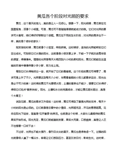 黄瓜各个阶段对光照的要求