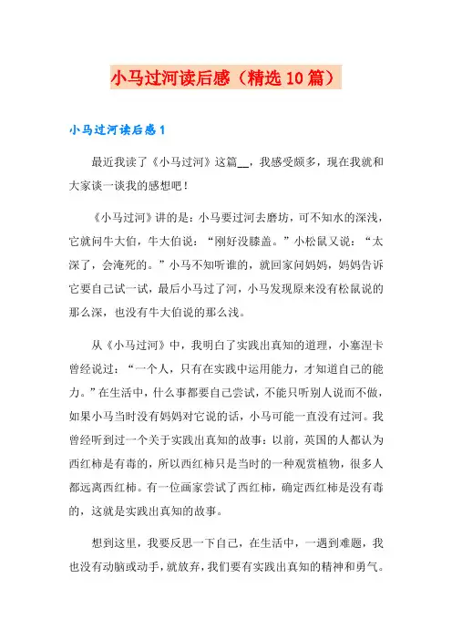 小马过河读后感(精选10篇)