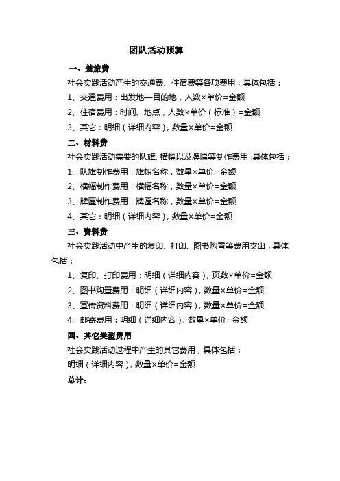 团队活动预算