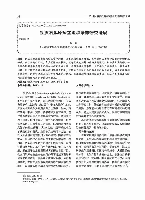铁皮石斛原球茎组织培养研究进展