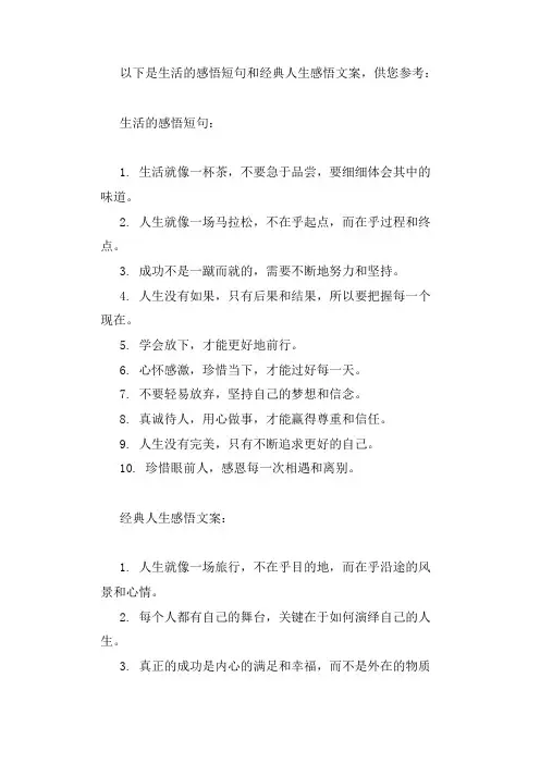 生活的感悟短句精选,经典人生感悟文案分享