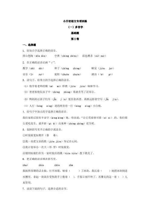 小升初语文专项训练：多音字、同音字、易读错字