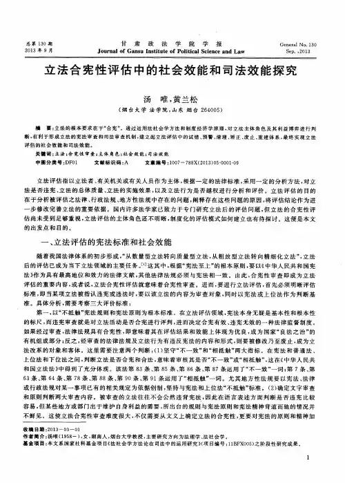 立法合宪性评估中的社会效能和司法效能探究