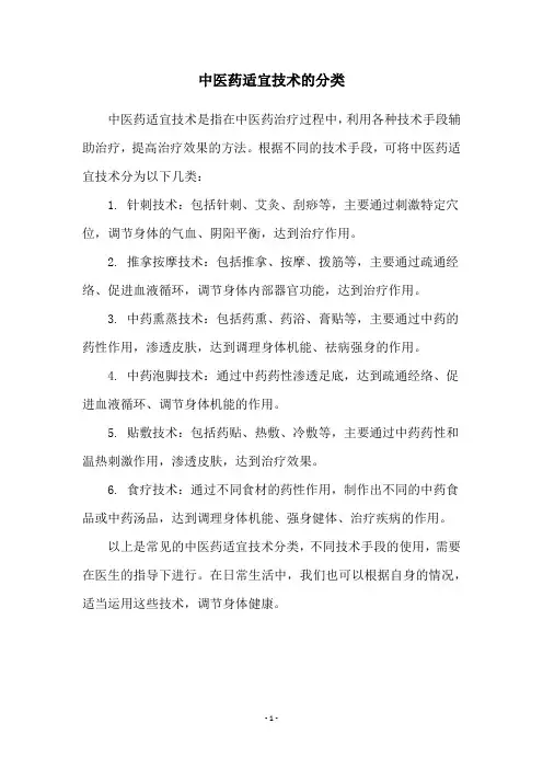 中医药适宜技术的分类