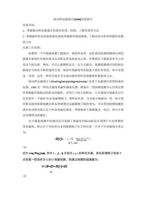 振动样品磁强计(VSM)实验报告