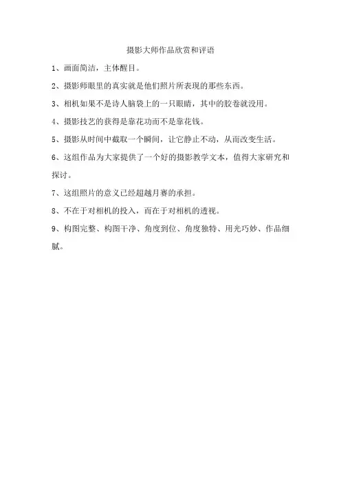 摄影大师作品欣赏和评语!