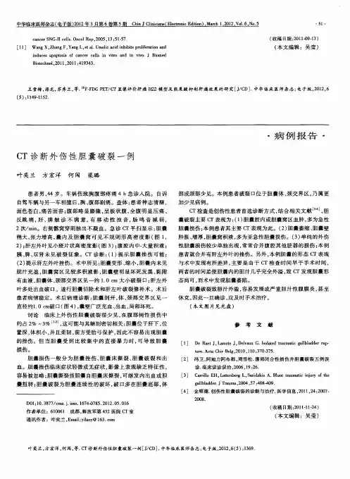 CT诊断外伤性胆囊破裂一例