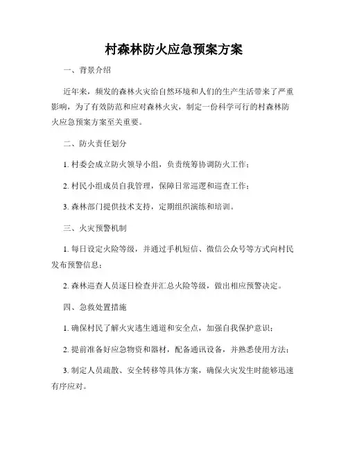 村森林防火应急预案方案