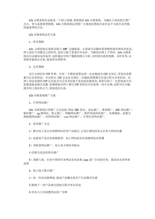 b2b分销系统运营推广方案